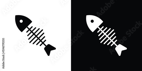 Fish skeleton icon of a flat style vector