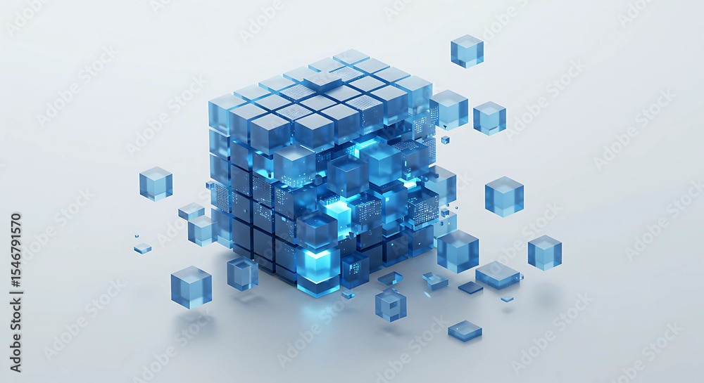 Fototapeta premium Abstract 3d rendering of a cube structure with smaller cubes