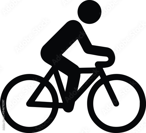 Silhouette cyclist riding bicycle simple style graphic Vector Illustration