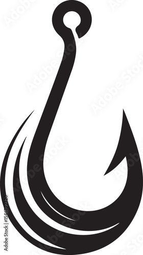 Stylized fishing hook icon design element