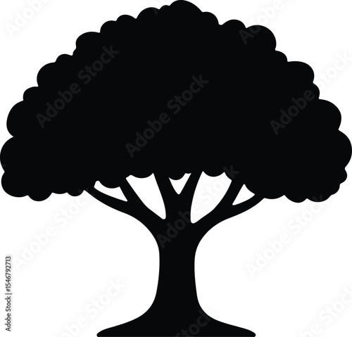 Silhouette deciduous tree simple design on white background Vector Illustration
