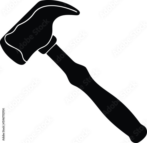 Silhouette Hammer Vector Icon for Construction and Tool Design