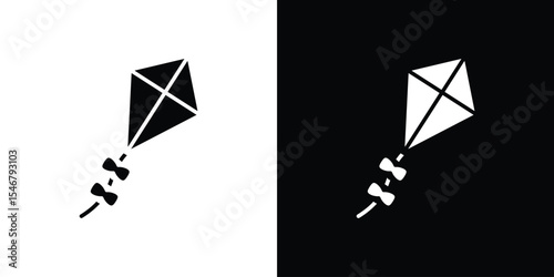 Flying a kite icon of a flat style vector