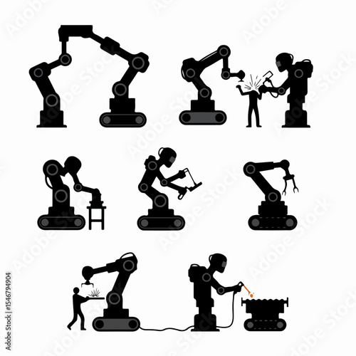 Robot automation industrial with human doing process