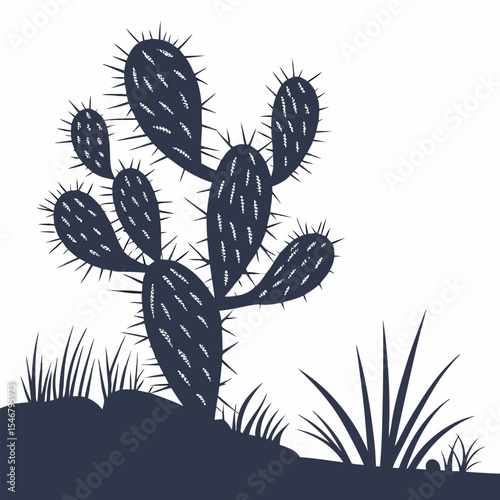 vector silhouette of a prickly pear