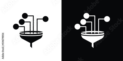 Funneling data icon of a flat style vector