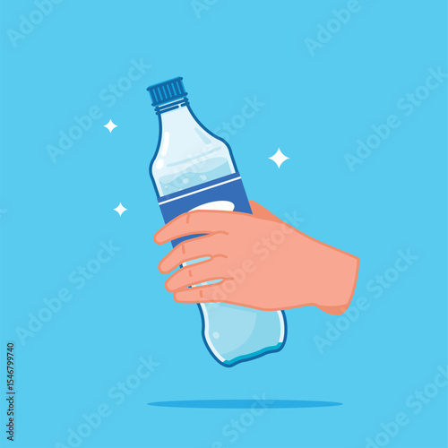 handheld plastic water bottle, healthy blue drinking water packed in standard 600ml capacity
