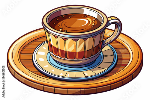 Classic Americano coffee served in elegant white porcelain cup on isolated background bold espresso vector perfect for café branding, menus, icons, or coffee designs