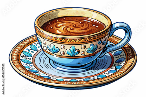 Classic Americano coffee served in elegant white porcelain cup on isolated background bold espresso vector perfect for café branding, menus, icons, or coffee designs