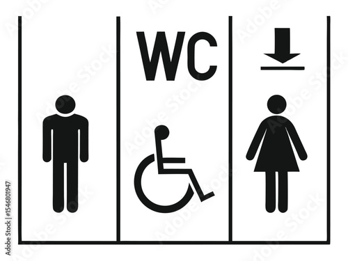 Minimalist restroom icon set silhouette isolated on white background