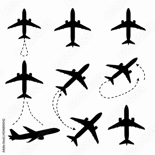 Planes silhouettes travel flight transportation concept