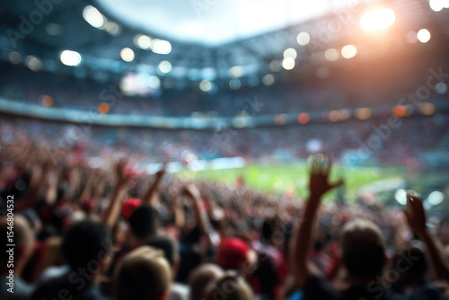 blur background of football or soccer fans at a game in a stadium