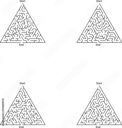 Four Complex And Triangle Mazes Start End Points puzzle game 1