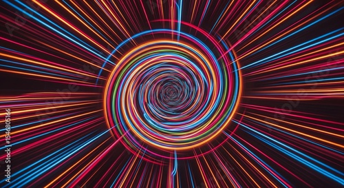 Colorful swirling tunnel effect with motion blur background illustrating abstract artistic digital design