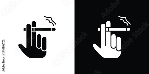 Hand holding cigarette icon of a flat style vector
