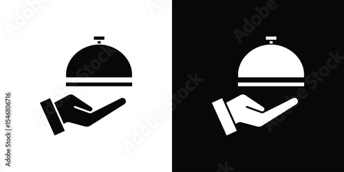Hand holding tray icon of a flat style vector