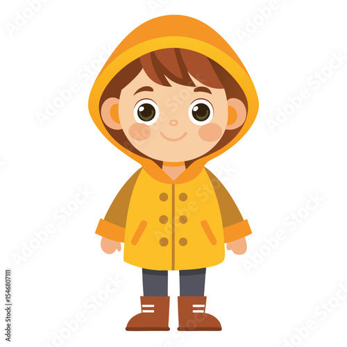 Kid in raincoat with boots