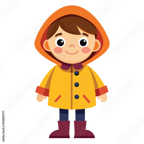 Kid in raincoat with boots
