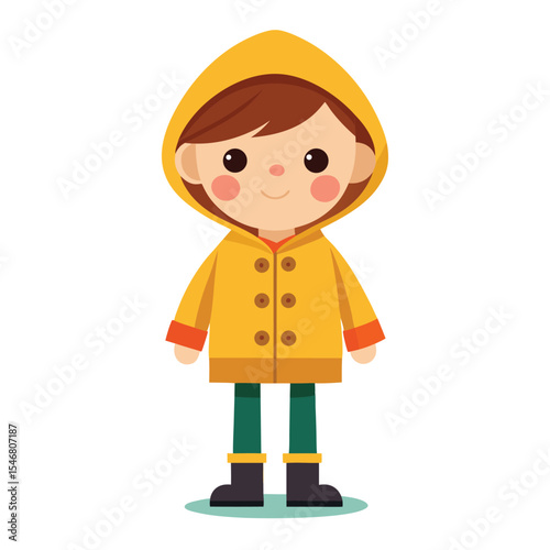 Kid in raincoat with boots