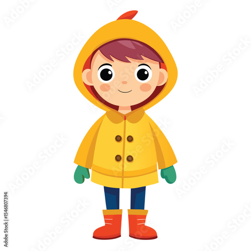 Kid in raincoat with boots