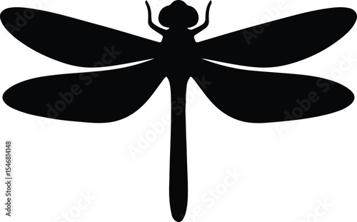Silhouette dragonfly simple insect black and white Vector Illustration
