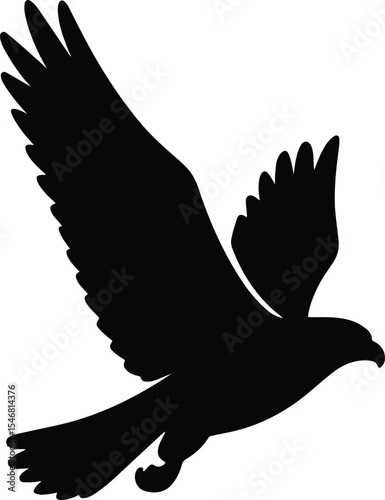 Silhouette eagle soars majestically monochrome freedom flight Vector Illustration