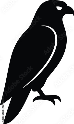 Silhouette falcon bird of prey standing side view Vector Illustration