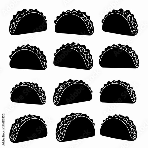 Nine tacos food silhouettes meal snack