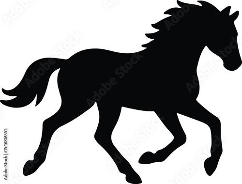 Silhouette galloping horse dark equestrian mammal graphic design Vector Illustration