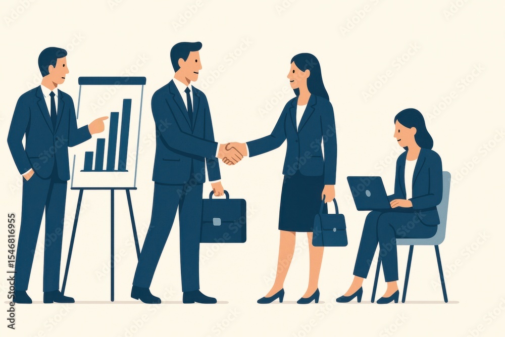 Fototapeta premium Business people shaking hands after successful presentation