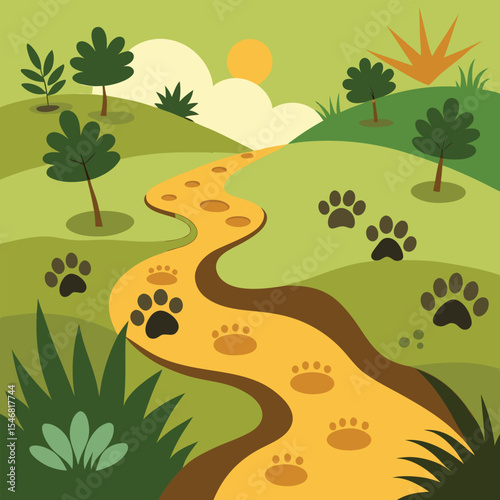 Animal Trail: Sunrise Illuminates a Winding Grassy Path