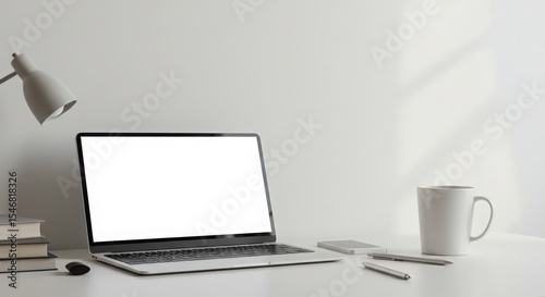 Wallpaper Mural Minimalist Workspace with Laptop and Coffee on Clean Desk Surfaces Torontodigital.ca