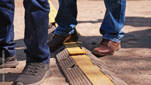 Heavy Duty PVC Duct Ground Cable Cover Protector used to Prevent Trip Hazard in Outdoor Settings