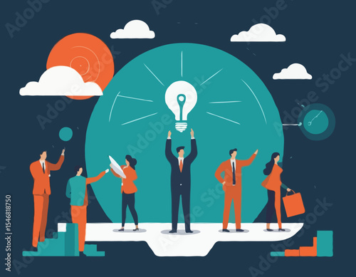 Strategic planning, plan to overcome difficulty or obstacle to reach goal or target, team brainstorm or competitor analysis, business success concept, business team planning for success tactic char