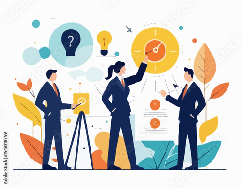 Strategic planning, plan to overcome difficulty or obstacle to reach goal or target, team brainstorm or competitor analysis, business success concept, business team planning for success tactic char