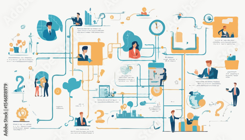 Business process, workflow diagram or model design, flowchart to get result, map or plan for business procedure, solution, strategy to implement concept, business people drawing workflow proces