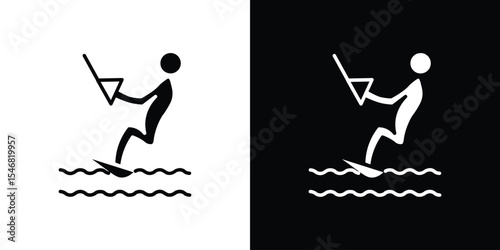Kitesurf sign icon of a flat style vector