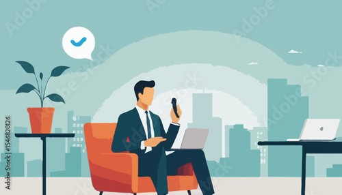 Contact us via email, phone or office location, communicate with customer or client, business information or channel for business contact concept, businessman with telephone, email and location pi