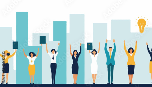 Empowerment or encouragement to help employee reach career success, woman leadership, support or help for work achievement, reward or job promotion concept, helping hand help businesswoman reach sta