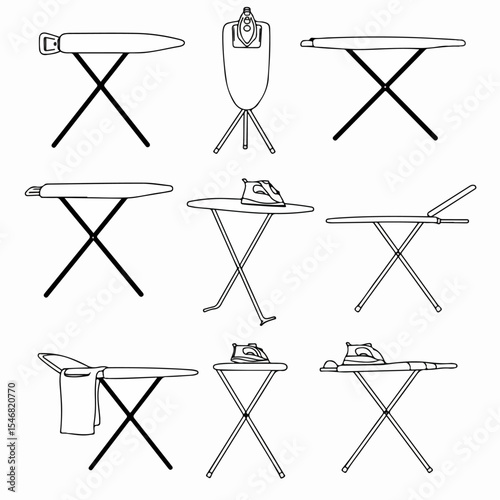 Ironing board outline household equipment set
