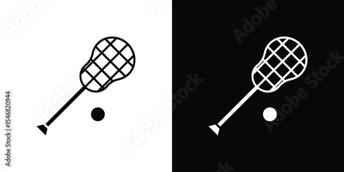 Lacrosse stick ball icon of a flat style vector