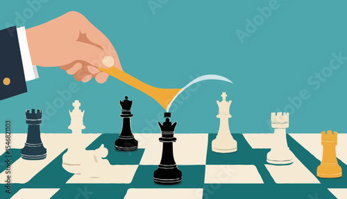 Succession planning, baton pass or relay responsibility, authority to employee, work delegation, support, appointment or mentorship concept, businessman boss on king chess baton pass to his successo