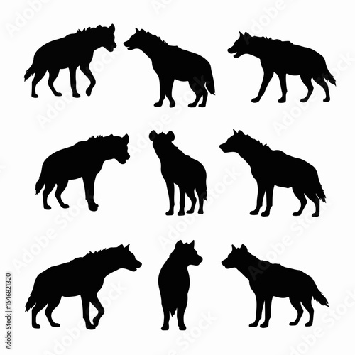Hyena silhouette group animal wildlife zoo