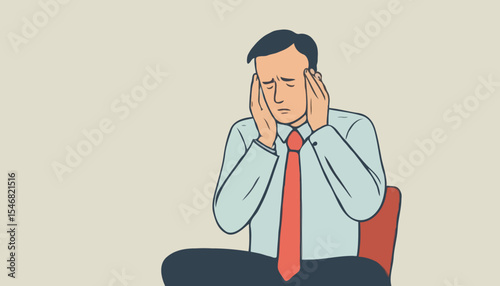 Regret on business mistake, frustration or depressed, stupidity or foolish losing all money, stressed and anxiety on failure concept, frustrated businessman holding his head sitting alone on the cha