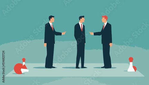 Dilemma or moral conflict, disagreement or argument for business direction, decision problem or question, choosing choice, alternative or solution concept, confused businessman choosing direction