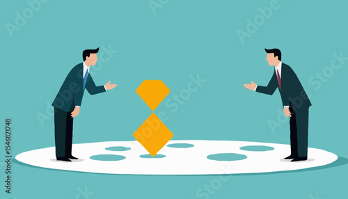 Dilemma or moral conflict, disagreement or argument for business direction, decision problem or question, choosing choice, alternative or solution concept, confused businessman choosing direction