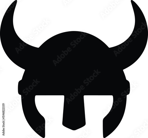 Silhouette horned viking helmet ancient warrior symbol Vector Illustration