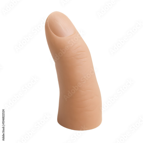 Anatomical silicone prosthetic thumb – realistic skin texture – isolated on white background