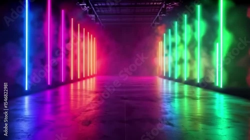 Neonlit Corridor