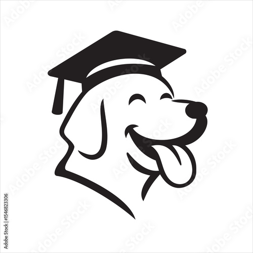 Cute Dog School Logo with Graduation Cap – Professional Dog Training 